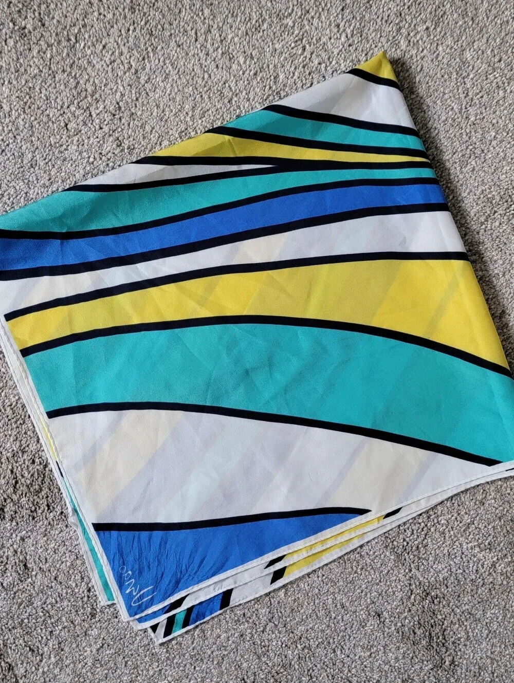 Pair Of Vintage VANA 100% Silk Scarves Colorful Abstract 1 Rectangle 1 Square